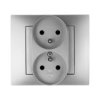 Vestra Gniazdo Podwójne 2X2p+Z Modułowe Bez Ramki Podtynkowe Ip20 Srebrny...
