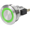 Vandal-proof pushbutton, 1 pole, silver, illuminated  (RGB), 100 mA/30 V, 22.1 mm, IP40, 3-155-883