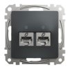 SEDNA DESIGN & ELEMENTS Gniazdo komputerowe 2xRJ45 kat.6 STP czarny antracyt SDD114462S SCHNEIDER ELECTRIC