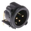 Złącze XLR 3 -pinowe Montaż na panelu Męski Czarny