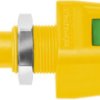 Quick pressure clamp, 12.5 mm, yellow/green, 30 VAC/60 VDC, 5 A, flat plug/solder connection, nickel-plated, ESD 6554 / GNGE