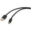 Renkforce RF-5771532 USB charging cable USB-A to USB-C Black PVC 1.80m