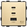 Ładowarka USB A + 2xC 65W GaN złota podtynkowa (moduł bez ramki) - TAWOIA Glass
