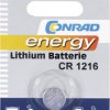 Bateria guzikowa, litowa Conrad Energy CR 1216, 3V, 25 mAh