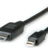Kabel DisplayPort Męski długość 1 m B: HDMI A: Mini DisplayPort Męski Roline Polichlorek winylu