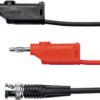 Measuring lead with (BNC plug, straight) to (2 x 4 mm plug, spring-loaded, straight), 1 m, black, PVC, 1.0 mm², KO 89-58 / 100 /