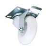 Draper 65504 100mm Dia. Swivel Plate Fixing Nylon Wheel w Brake - S.w.l. 125kg