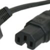 Device connection cable, Europe, plug type E + F, straight on C15 socket, straight, H05RR-F3G1.0 mm², black, 2.5 m, VIIG-H05RRF3