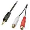 LINDY 35678 AV Adapter Cable 3.5mm Male to 2x RCA Female Black 0.25m