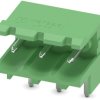 Pin header, 3 pole, pitch 5.08 mm, angled, green, 1735879