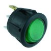 Green illuminated Round Rocker Switch SPST 12V 20A R13-112B-02