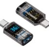 Miernik napięcia i prądu USB-C na USB-A 3.2 z transferem danych transparentny 10Gbps 60W