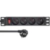 Qoltec Aluminiowa Listwa zasilająca PDU do RACK 10 1U 16A 4xFRENCH 1.8m