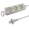 Przedłużacz 3-gniazdowy, 3m biały, b/u 2x1,0mm OWY / 24220