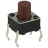 Mikroprzycisk; 6x6mm; 7mm; TSAC-2L; 3,5mm; przewlekany (THT); 4 piny; brązowy; OFF-(ON); bez podświetlenia; 50mA; 12V DC; 160gf;