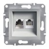 ASFORA Gniazdo telefoniczno-komputerowe RJ11/RJ45 kat.5e aluminium EPH4900161 SCHNEIDER ELECTRIC
