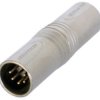 Adapter, XLR plug 5 pole to XLR plug 5 pole, silver, NA5MM