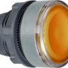 Pushbutton, for universal LED, illuminable, waistband round, orange, front ring light gray, mounting Ø 22 mm, ZB5AA58C0
