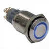 Przycisk stabilny 16 mm płaski LED niebiesk 12V