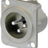 Gniazdo XLR z kołnierzem Neutrik NC3MD-LX, 3-pin, 16 A, niklowe