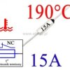 Bezpiecznik termiczny 15A; 190°C; axialny; THT
