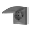 Simon Aquaclick Gniazdo IP44, Schuko, pojedyncze, szybkozłącza, klapka w kolorze, z przesł. torów prądowych szary ACGSZ1CZ/16