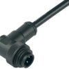 Sensor actuator cable, cable plug, angled to open end, 6 pole + PE, 2 m, PVC, black, 8 A, 79 0237 20 07