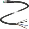 Sensor actuator cable, M8-cable plug, straight to open end, 5 pole, 1 m, PUR, black, 4 A, 70124952-100005
