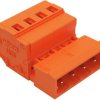 Pin header, 4 pole, pitch 5.08 mm, angled, orange, 231-634