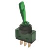 Przełącznik; dźwigniowy; ASW13D zielony; 2*1; ON-OFF; 1 tor; 2 pozycje; bistabilny; na panel; zielony; podświetlenie LED 12V; ko