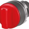 Toggle switch, 2 switching positions, illuminable, latching, waistband round, red, front ring black, 90°, mounting Ø 22.3 mm, 46