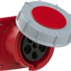 CEE surface-mounted socket, 5 pole, 63 A/400 V, red, 6 h, IP66/IP67, 335-6