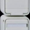 445439 Socket, 2-gang, 16 A, IP44, letter field, vertical, AquaTop, gre