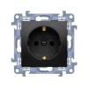 Simon 10 Gniazdo wtyczkowe z uziemieniem pojedyncze z przesłonami (moduł) 16 A, 250 V, szybkozłącza czarny mat CGSZ1CZ.01/49