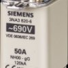 NH fuse NH00, 80 A, gG, 250 V (DC), 690 V (AC), 120 kA breaking capacity, 3NA3824-6