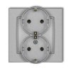 MINI Gniazdo podwójne z uziemieniem SCHUKO 2x(2P+Z) (bez przesłon torów prądowych) srebrny metalik 7MGP-2s