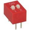 Przełącznik; DIP switch; 2 tory; DIPS2CD; czerwony; przewlekany (THT); h=5,5 + suwak 1,1mm; 25mA; 24V DC; biały; KLS; RoHS