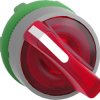 Toggle switch, 2 positions, illuminable, latching, waistband round, red, front ring gray, 90°, mounting Ø 22 mm, ZB5AK1243C0