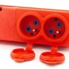 Listwa, gniazdo gumowe (TPE) podwójne IP44 2*16A 2P+Z, kolor pomarańczowy, TRGP-2