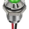 Lampka kontrolna do montażu panelowego 12V dc, zielona 8mm LED Chrom Wyprowadzenia RS PRO