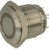 Przełącznik; przyciskowy; GQ16F-10E/JR/5V/S; OFF-(ON); 1 tor; podświetlenie LED 5V; czerwony; ring; monostabilny; na panel; 2A;