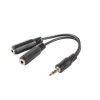 Adapter minijack stereo (M) - 2x minijack stereo (F) 10cm czarny AD-0024-BK
