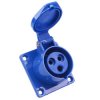 Blue 16A 230V 2P+E Industrial Panel Mount Socket IP44