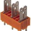 PCB terminal, 2 pole, pitch 7.5 mm, AWG 24-14, 15 A, faston plug, orange, 9500620000