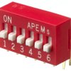 DIP switche, 6 pole, angled, 25 mA/24 VDC, NDA-06-V