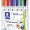 Marker suchościeralny STAEDTLER Lumocolor 341, opakowanie STAEDTLER z 6 kompaktowymi markerami suchościeralnymi Lumocolo