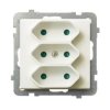 SONATA Gniazdo potrójne EURO z przesłonami torów prądowych ecru GP-3RP/m/27 OSPEL