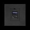 NOEN USB x 2 - typ A + C podwójny port modułowy 45x45mm z ładowarką USB 2 1A 5V DC czarny OR-GM-9010/B/USBAC