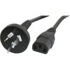 Power cord, China, plug type I, straight on C13 socket, straight, H05VV-F3G1.0 mm², black, 2.5 m, PRC/3-H05VVF3G100-C13/2,50M SW