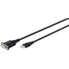 USB 2.0 adapter cable, integrated FTDI FT232RNL chipset, USB plug type A to RS232, 1.8 m, black, DA-70172